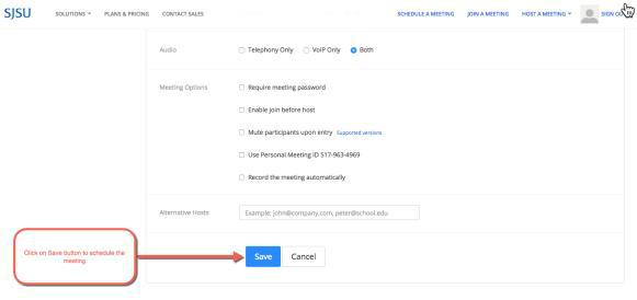 Save settings button
