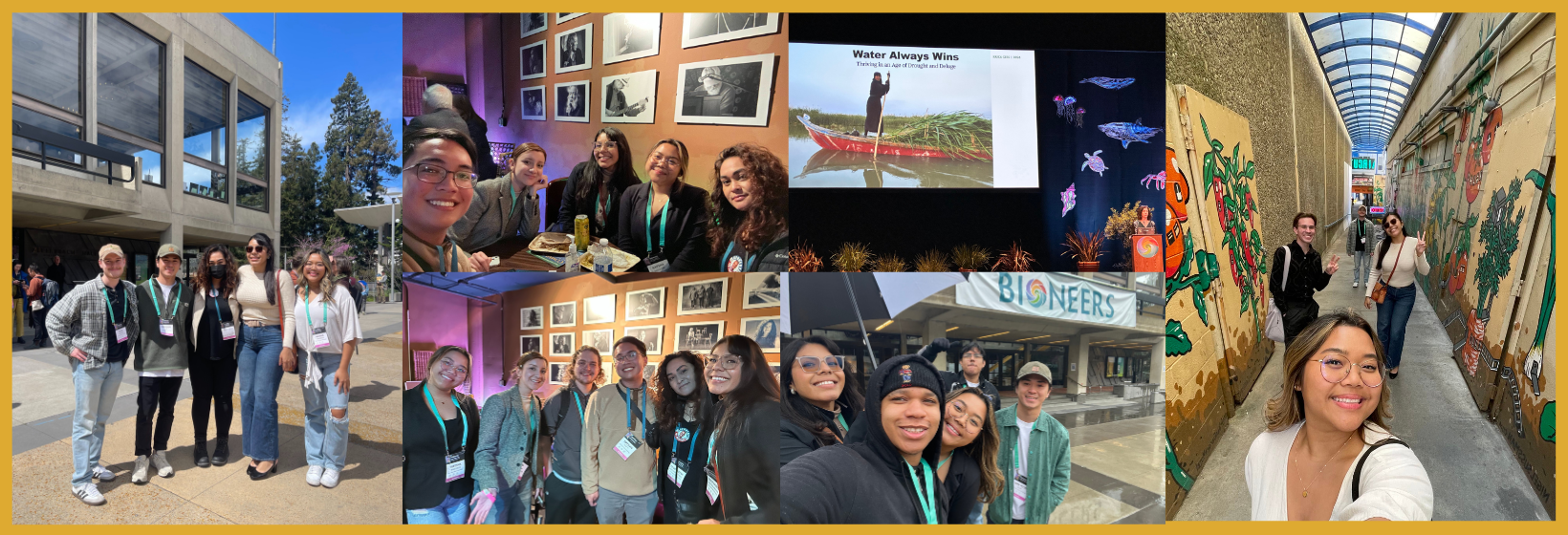 A photo collage of the HonorsX students attending the 35th Annual Bioneers Conference in Berekley.